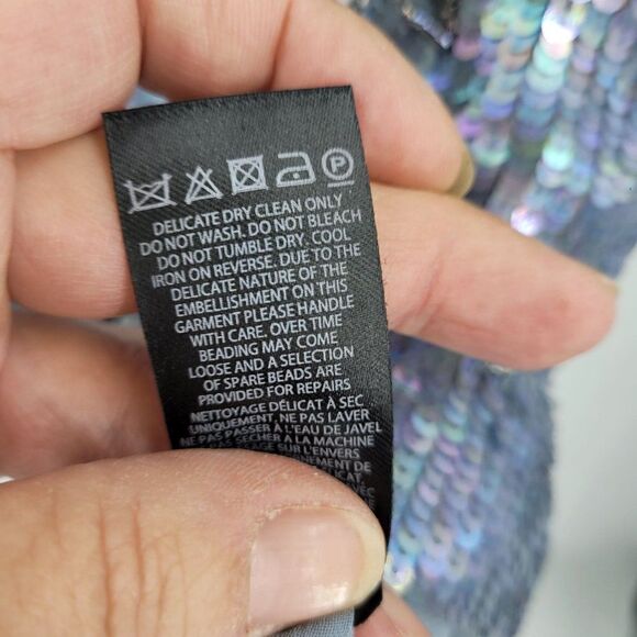 Revolve Needle & Thread Dress Dust Lace Mini Sequined Formal Sheath Dust Blue 10 - Picture 14 of 16